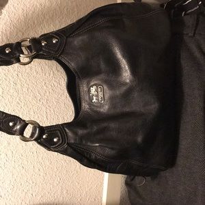 Genuine Black Leather Coach Bag